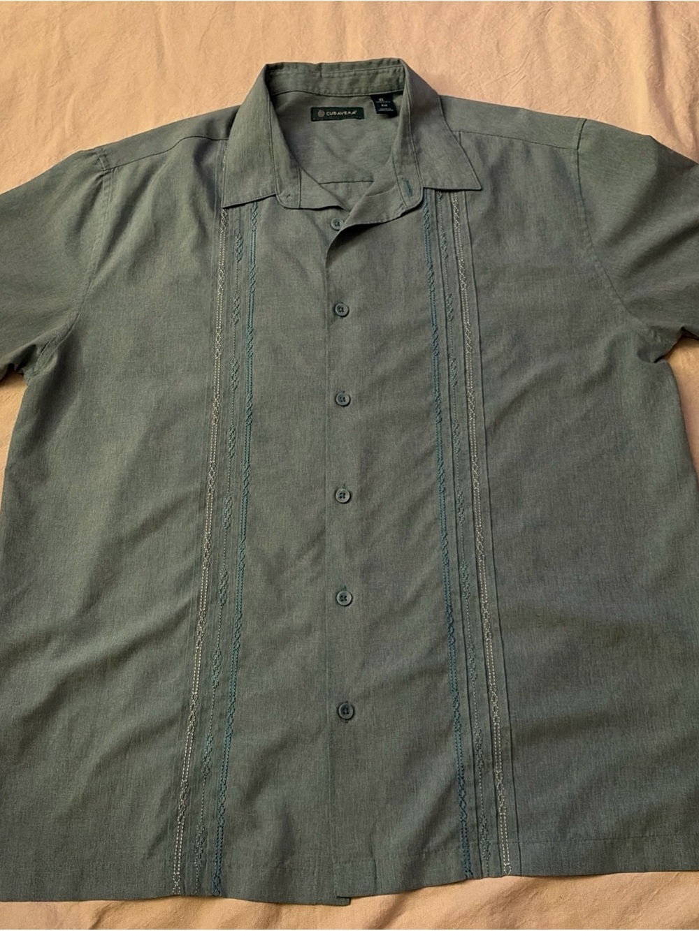 Cubavera Men's Light Blue Embroidered Short-Sleeve Shirt